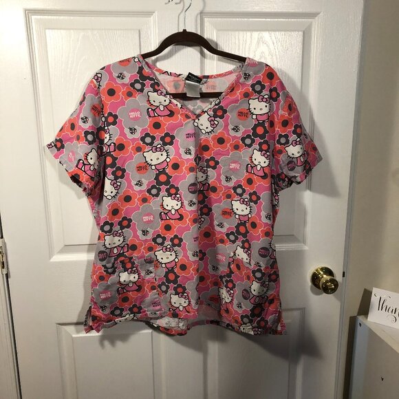 Hello Kitty women pink and orange scrub top, size XL - Picture 8 of 8